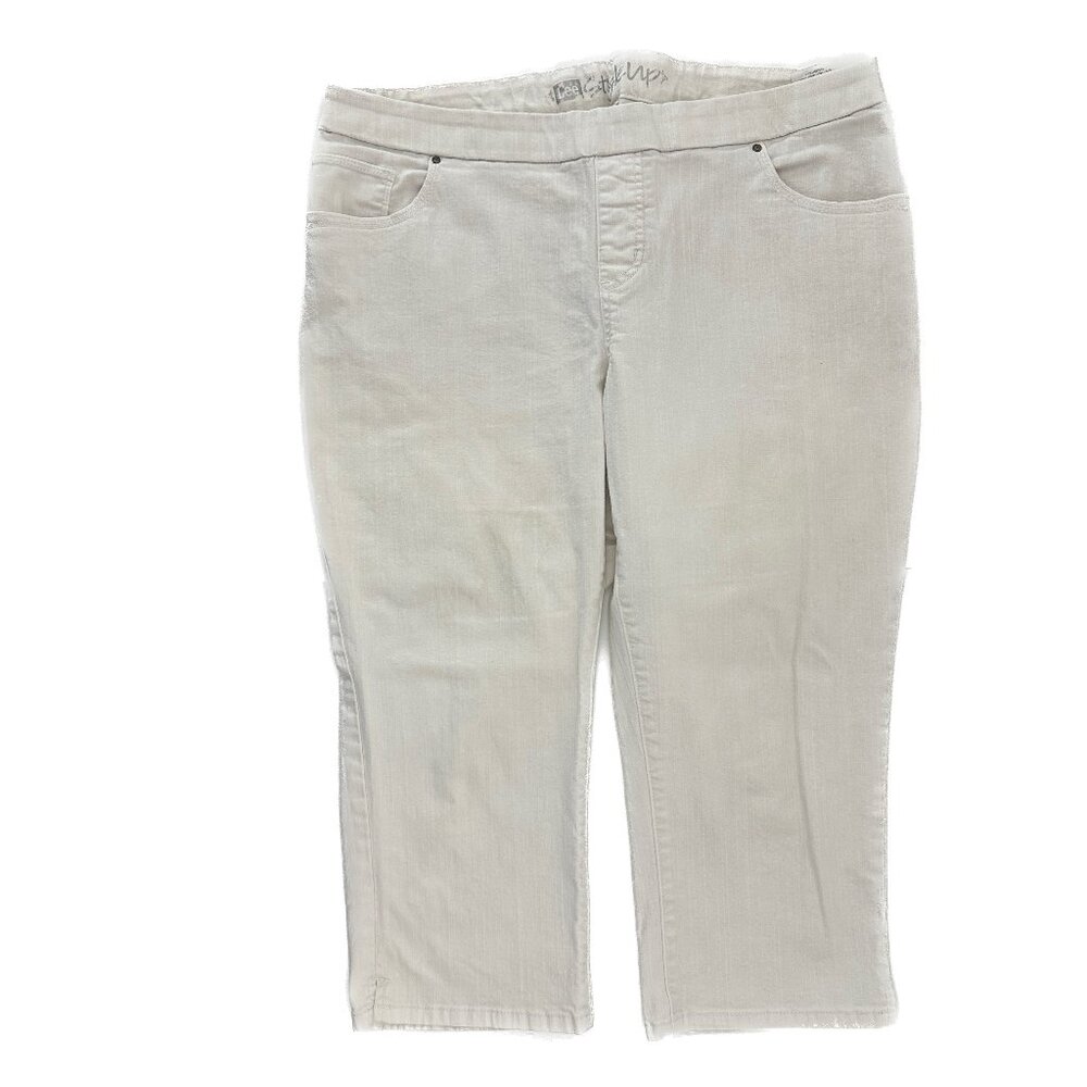 Lee Pull On Capri Women's size 16W Cream Light Beige Denim Jeans